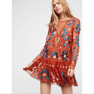 Free People Sheer Hearts Are Wild Mini Dress